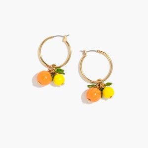 J Crew Lemon Orange Fruit Hoop Earrings